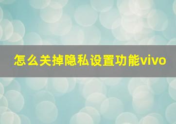 怎么关掉隐私设置功能vivo