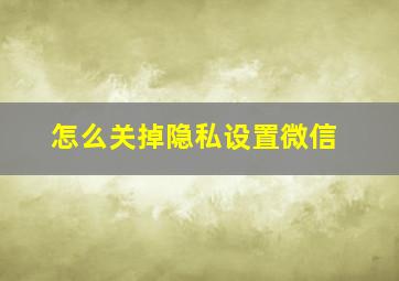 怎么关掉隐私设置微信