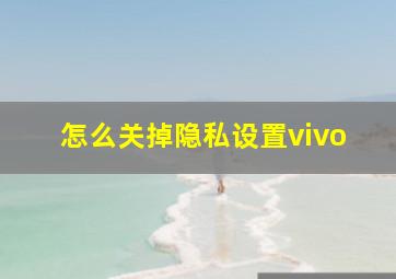 怎么关掉隐私设置vivo