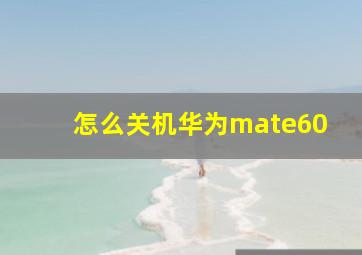 怎么关机华为mate60