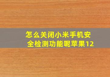 怎么关闭小米手机安全检测功能呢苹果12