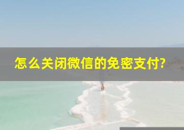 怎么关闭微信的免密支付?