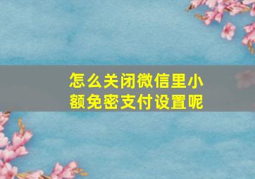 怎么关闭微信里小额免密支付设置呢