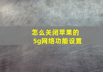 怎么关闭苹果的5g网络功能设置