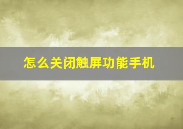 怎么关闭触屏功能手机