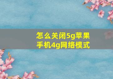 怎么关闭5g苹果手机4g网络模式