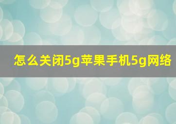 怎么关闭5g苹果手机5g网络