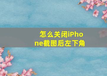 怎么关闭iPhone截图后左下角