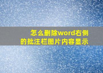 怎么删除word右侧的批注栏图片内容显示