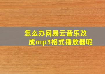 怎么办网易云音乐改成mp3格式播放器呢