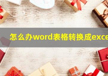 怎么办word表格转换成excel