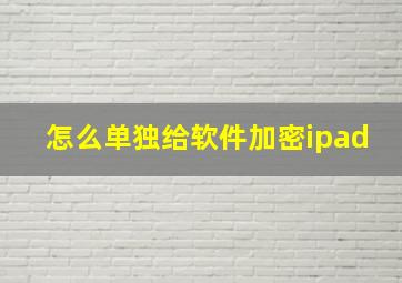 怎么单独给软件加密ipad