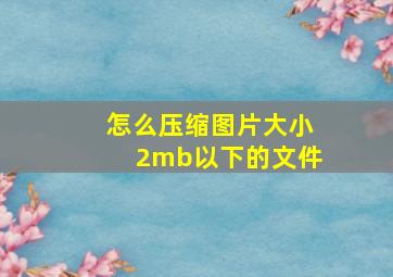 怎么压缩图片大小2mb以下的文件