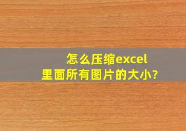 怎么压缩excel里面所有图片的大小?