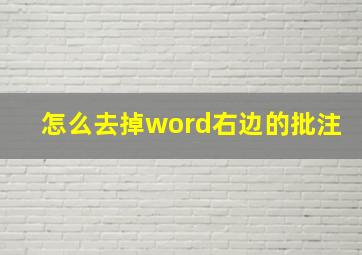 怎么去掉word右边的批注