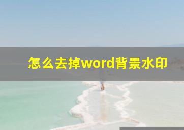 怎么去掉word背景水印