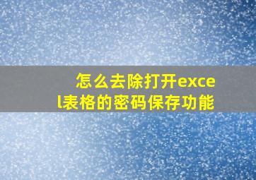 怎么去除打开excel表格的密码保存功能