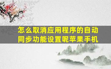 怎么取消应用程序的自动同步功能设置呢苹果手机