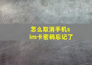 怎么取消手机sim卡密码忘记了