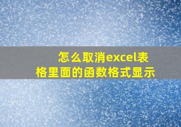 怎么取消excel表格里面的函数格式显示