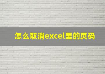 怎么取消excel里的页码