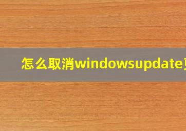 怎么取消windowsupdate更新