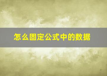 怎么固定公式中的数据