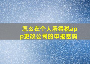 怎么在个人所得税app更改公司的申报密码