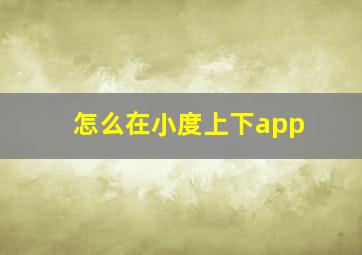 怎么在小度上下app