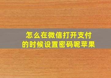 怎么在微信打开支付的时候设置密码呢苹果