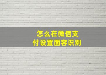 怎么在微信支付设置面容识别