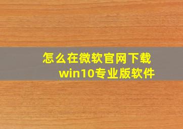 怎么在微软官网下载win10专业版软件