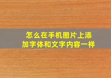 怎么在手机图片上添加字体和文字内容一样