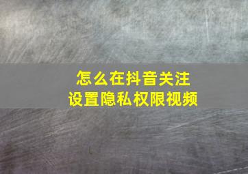 怎么在抖音关注设置隐私权限视频