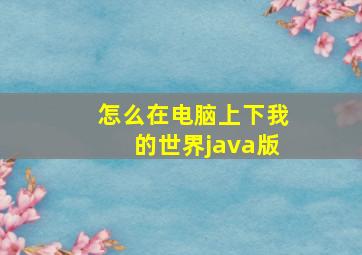 怎么在电脑上下我的世界java版