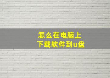 怎么在电脑上下载软件到u盘