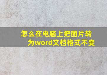 怎么在电脑上把图片转为word文档格式不变