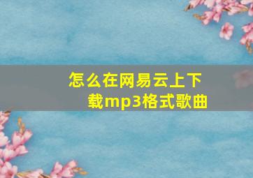 怎么在网易云上下载mp3格式歌曲