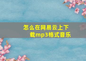 怎么在网易云上下载mp3格式音乐