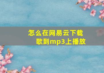 怎么在网易云下载歌到mp3上播放