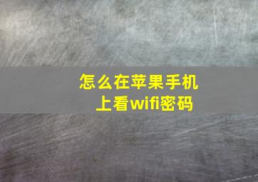 怎么在苹果手机上看wifi密码