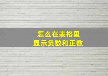 怎么在表格里显示负数和正数