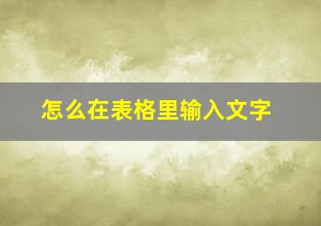 怎么在表格里输入文字