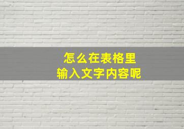 怎么在表格里输入文字内容呢