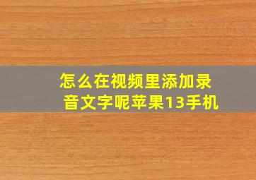 怎么在视频里添加录音文字呢苹果13手机