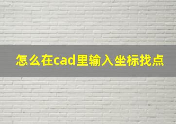 怎么在cad里输入坐标找点