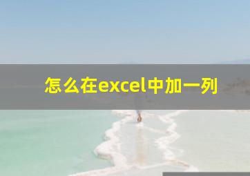 怎么在excel中加一列