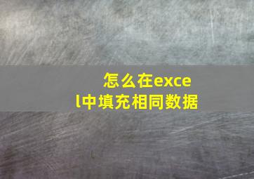 怎么在excel中填充相同数据