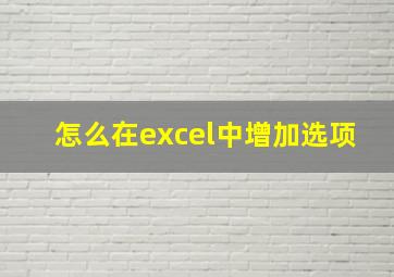 怎么在excel中增加选项