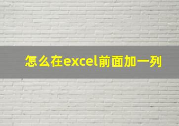 怎么在excel前面加一列